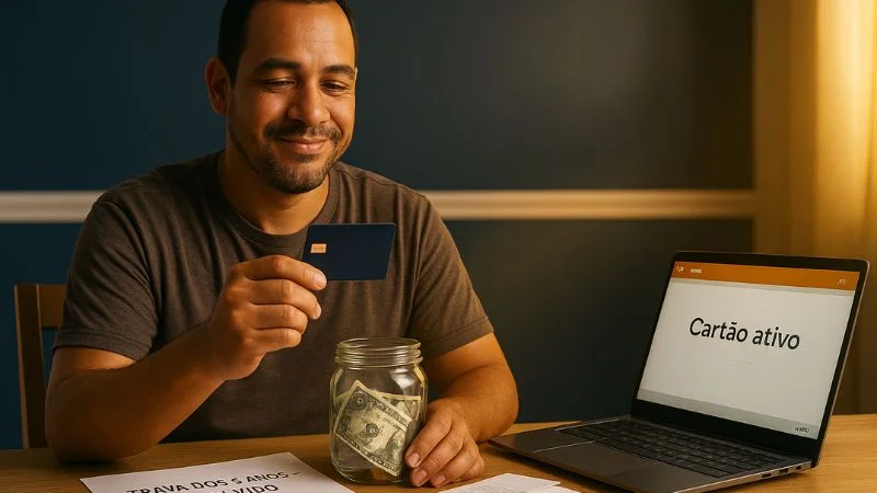 pessoa aplicando valor em CDB no app do banco para liberar limite de cartão