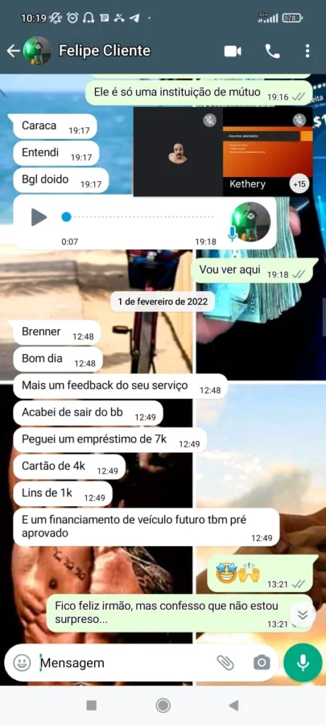 Cliente do Desafio Score de Milhões compartilha mensagem de aprovação de empréstimo e aumento de crédito após aplicar o método da Auxílio Crédito.