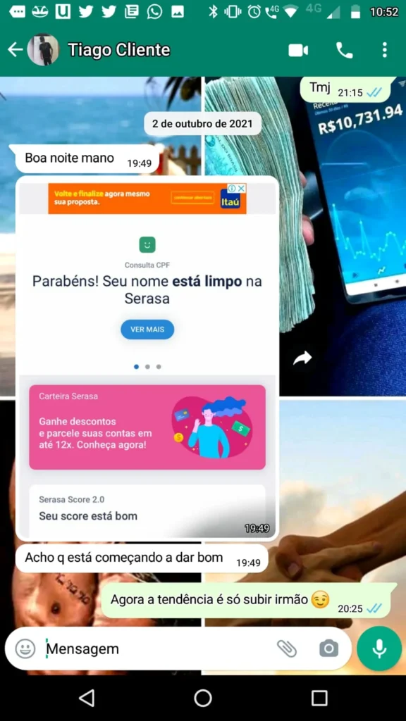 Cliente do Desafio Score de Milhões comemora nome limpo e aumento de score na Serasa após aplicar o método da Auxílio Crédito.